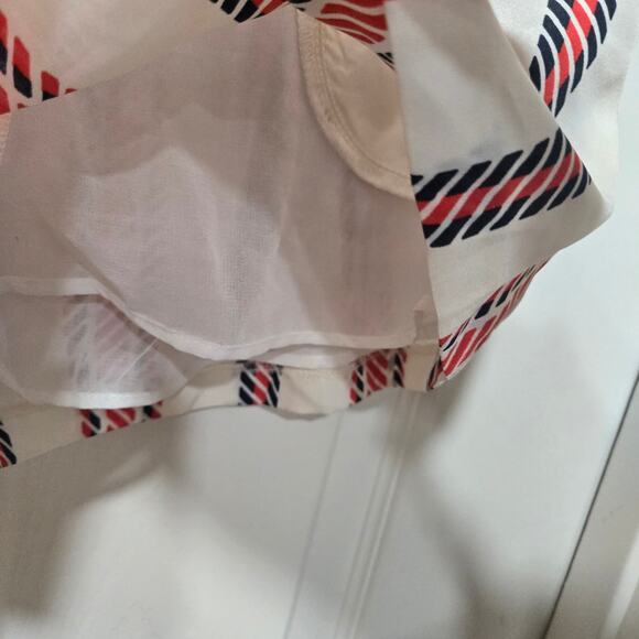 Zara Basic Rope Stripe Pull-On Shorts Large Ivory Red Navy - Picture 9 of 9